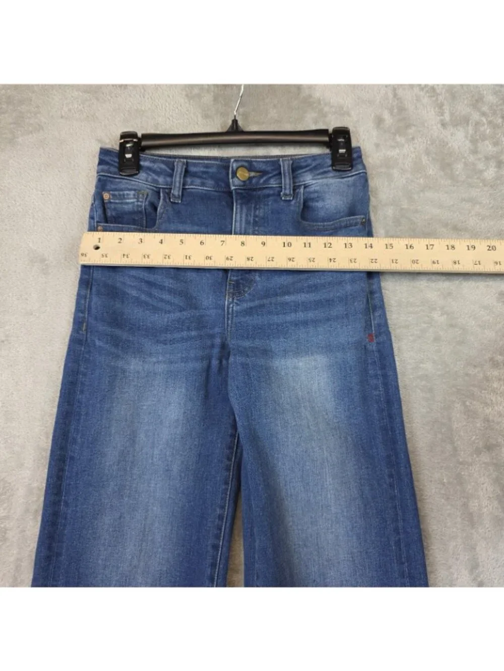 Warp + Weft ICN Incheon Wide Leg Jeans Womens 26 Blue Med Wash High Rise Crop - Picture 15 of 16